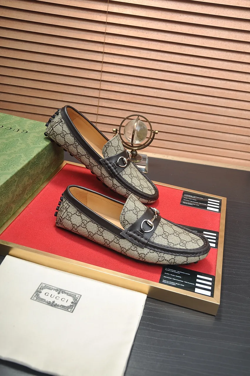 Men's Men's Shoes💰420💶【GUCCI】 (High-end Niuli) New 🍀Gucci*——Gucci Doudou Shoes! Made of imported original cowhide, the inner top layer is comfortable cowhide lining! Original wear-resistant rubber outsole! High quality products! Code number 38-44!